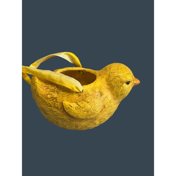 Vintage Bethany Lowe Hand Signed Paper Pulp Chick Bucket Basket Yellow 8" 1990's - Picture 2 of 8